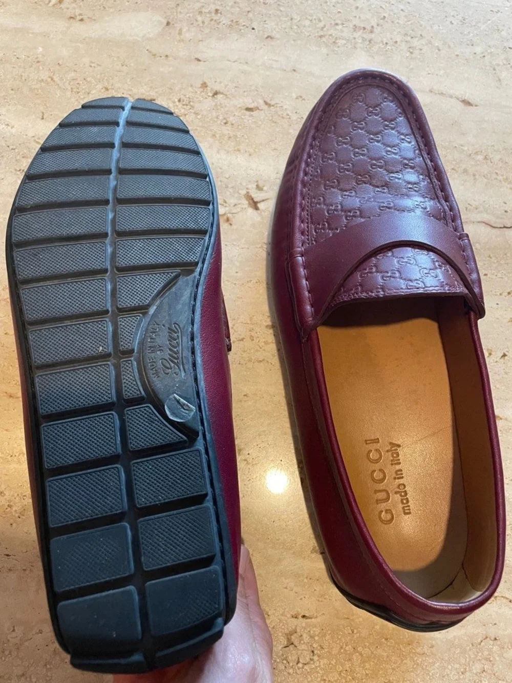 Gucci Men's Size 9.5 Burgundy Leather Penny Loafers